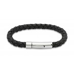 Stainless steel and leather bracelet